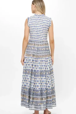 Discount Sleeveless Smocked Maxi- Lotus Navy Maxis|Dresses