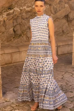 Discount Sleeveless Smocked Maxi- Lotus Navy Maxis|Dresses