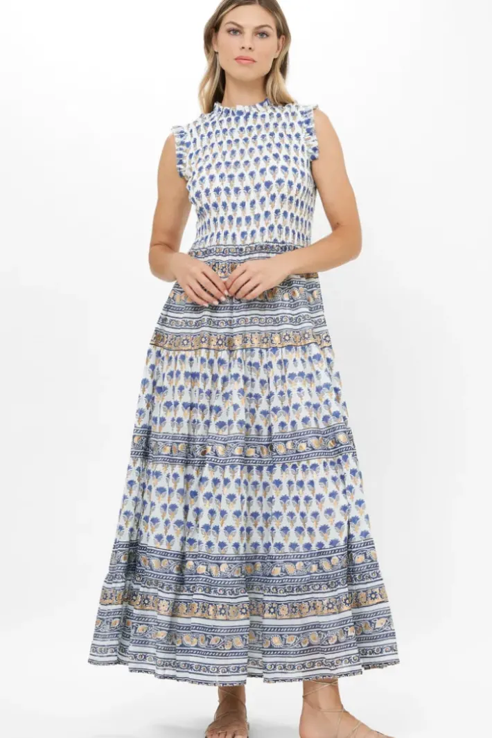 Discount Sleeveless Smocked Maxi- Lotus Navy Maxis|Dresses