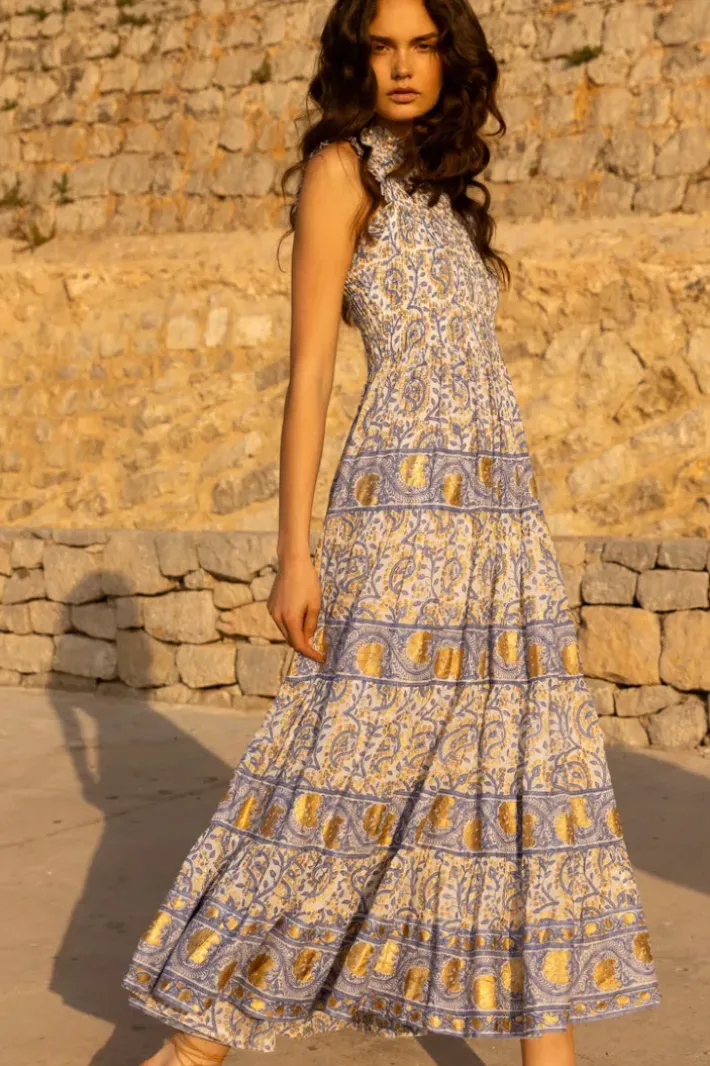 Outlet Sleeveless Smocked Maxi- Marseille Blue Maxis|Dresses