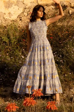 Outlet Sleeveless Smocked Maxi- Marseille Blue Maxis|Dresses