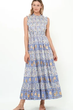Outlet Sleeveless Smocked Maxi- Marseille Blue Maxis|Dresses