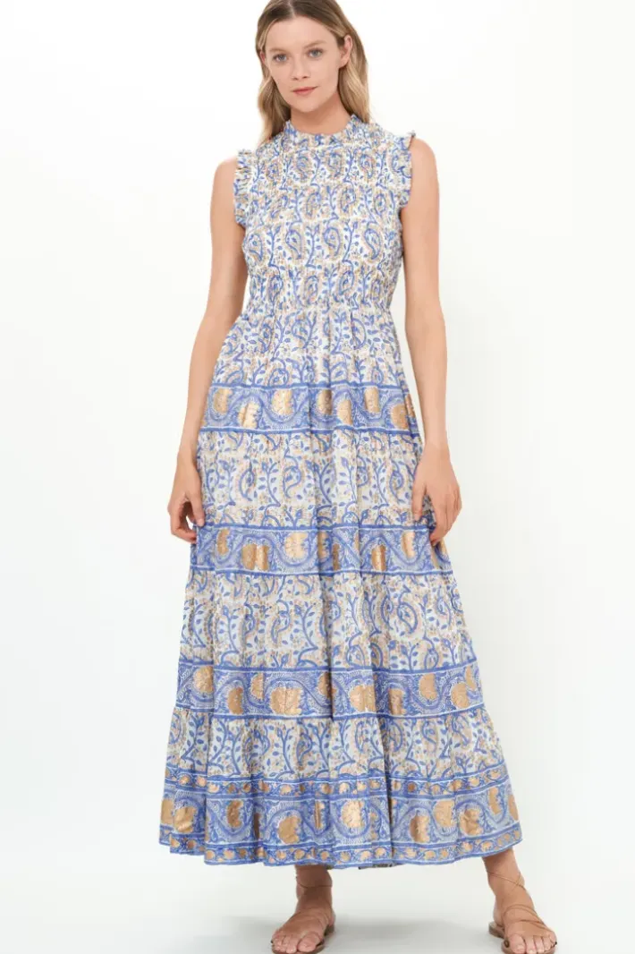 Outlet Sleeveless Smocked Maxi- Marseille Blue Maxis|Dresses