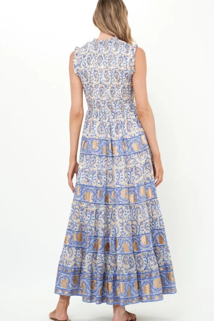 Outlet Sleeveless Smocked Maxi- Marseille Blue Maxis|Dresses