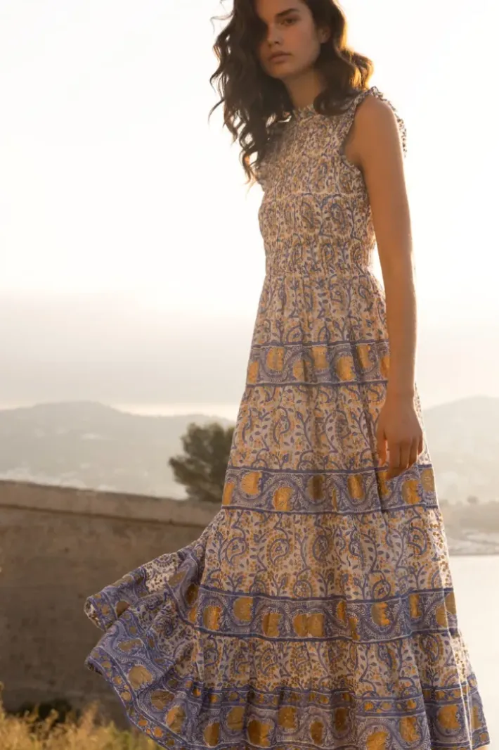 Outlet Sleeveless Smocked Maxi- Marseille Blue Maxis|Dresses