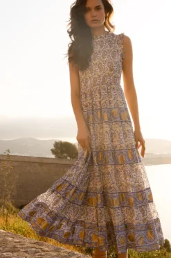 Outlet Sleeveless Smocked Maxi- Marseille Blue Maxis|Dresses