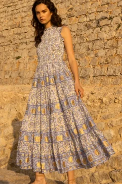 Outlet Sleeveless Smocked Maxi- Marseille Blue Maxis|Dresses