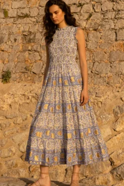 Outlet Sleeveless Smocked Maxi- Marseille Blue Maxis|Dresses