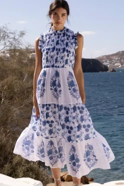 Sale Sleeveless Smocked Maxi- Marion Blue Maxis|Dresses