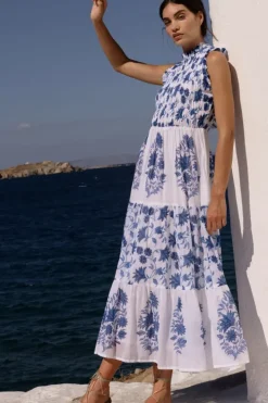 Sale Sleeveless Smocked Maxi- Marion Blue Maxis|Dresses