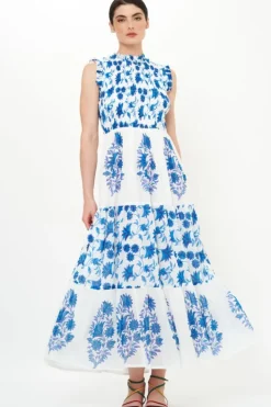 Sale Sleeveless Smocked Maxi- Marion Blue Maxis|Dresses