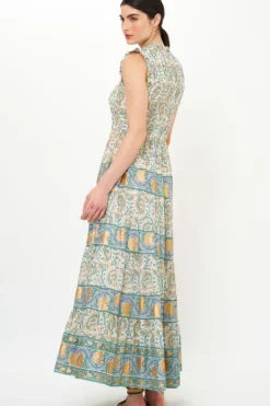 Discount Sleeveless Smocked Maxi- Marseille Green Maxis|Dresses