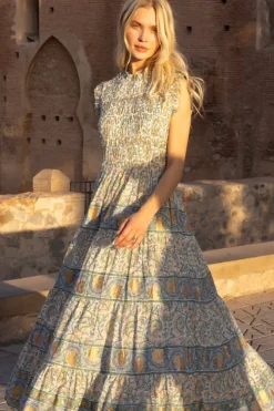 Discount Sleeveless Smocked Maxi- Marseille Green Maxis|Dresses