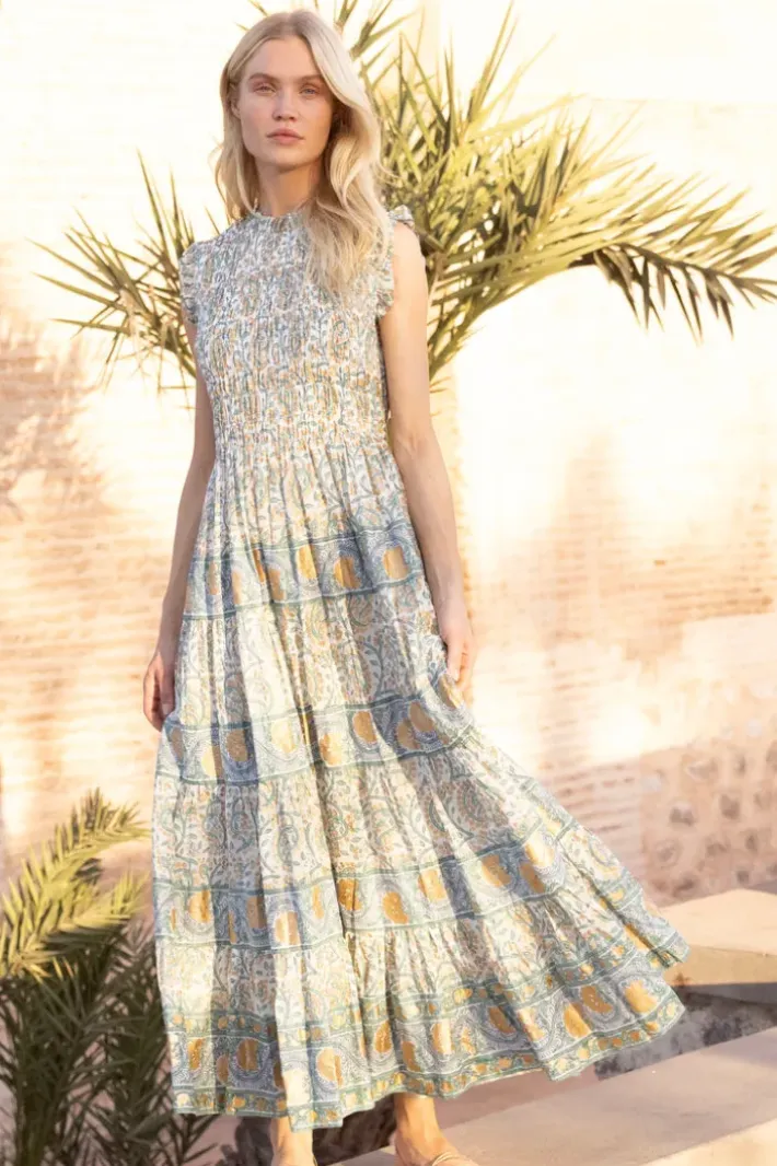 Discount Sleeveless Smocked Maxi- Marseille Green Maxis|Dresses