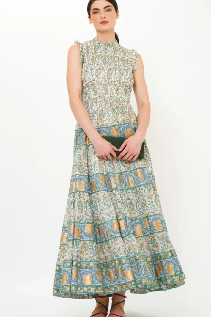 Discount Sleeveless Smocked Maxi- Marseille Green Maxis|Dresses