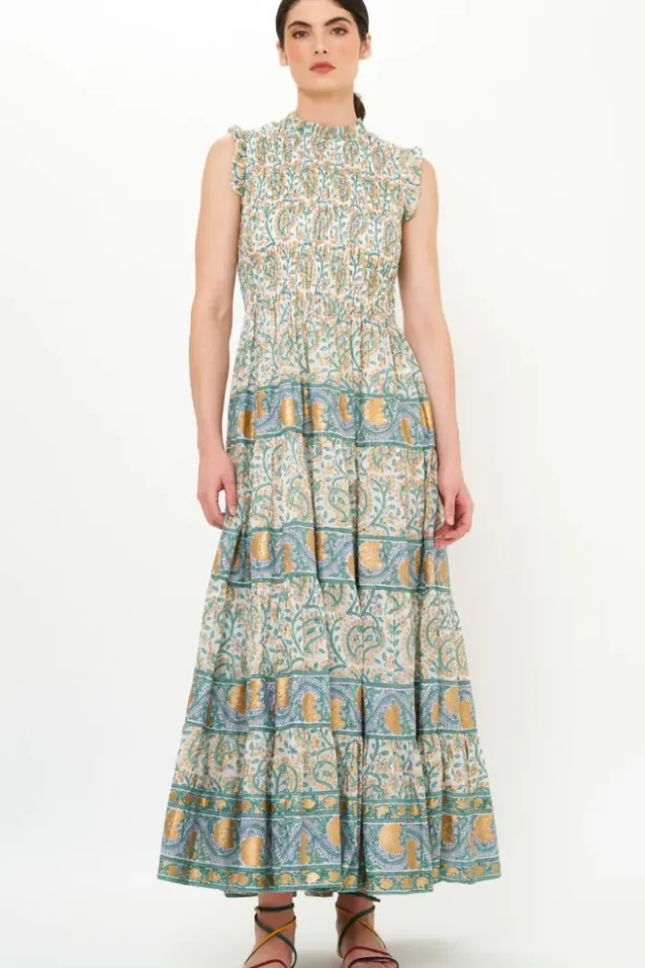 Discount Sleeveless Smocked Maxi- Marseille Green Maxis|Dresses