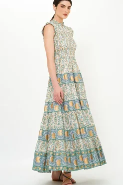 Discount Sleeveless Smocked Maxi- Marseille Green Maxis|Dresses