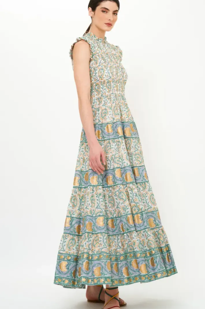 Discount Sleeveless Smocked Maxi- Marseille Green Maxis|Dresses