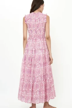 Online Sleeveless Smocked Maxi- Malta Pink Maxis|Dresses