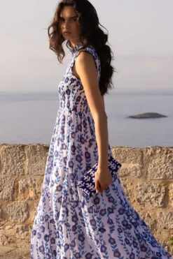Clearance Sleeveless Smocked Maxi- Toscana Blue Maxis|Dresses