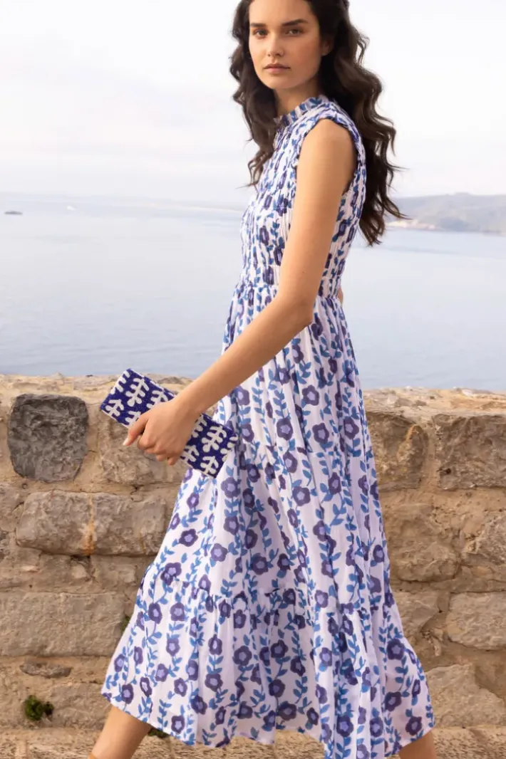 Clearance Sleeveless Smocked Maxi- Toscana Blue Maxis|Dresses