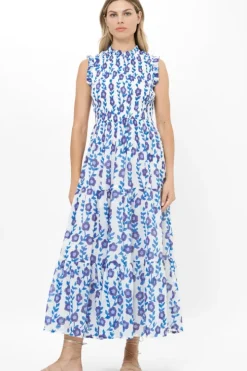 Clearance Sleeveless Smocked Maxi- Toscana Blue Maxis|Dresses