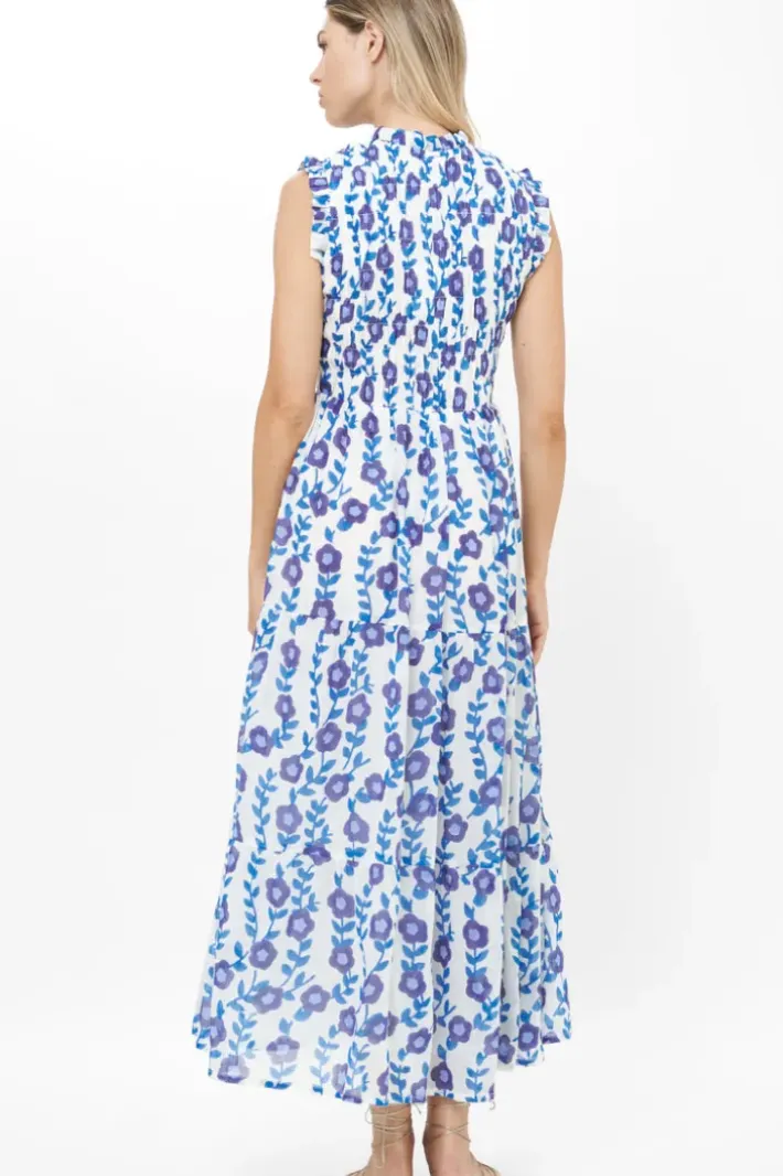 Clearance Sleeveless Smocked Maxi- Toscana Blue Maxis|Dresses