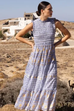 Clearance Sleeveless Smocked Maxi- Veranda Blue Maxis|Dresses