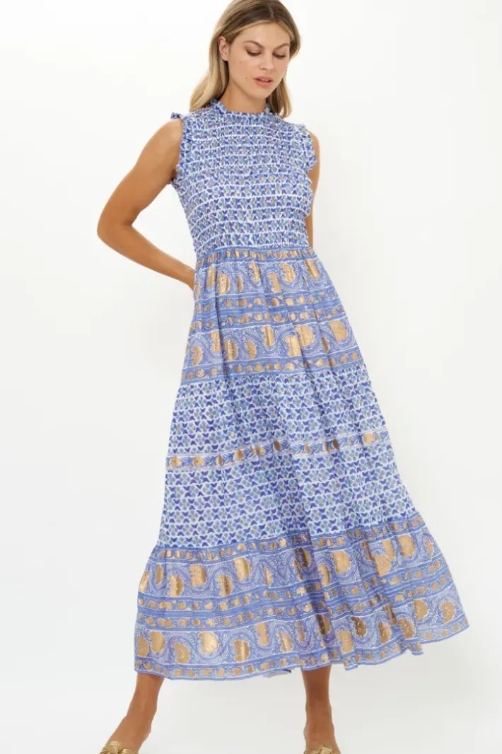 Clearance Sleeveless Smocked Maxi- Veranda Blue Maxis|Dresses