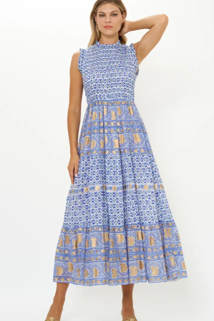 Clearance Sleeveless Smocked Maxi- Veranda Blue Maxis|Dresses