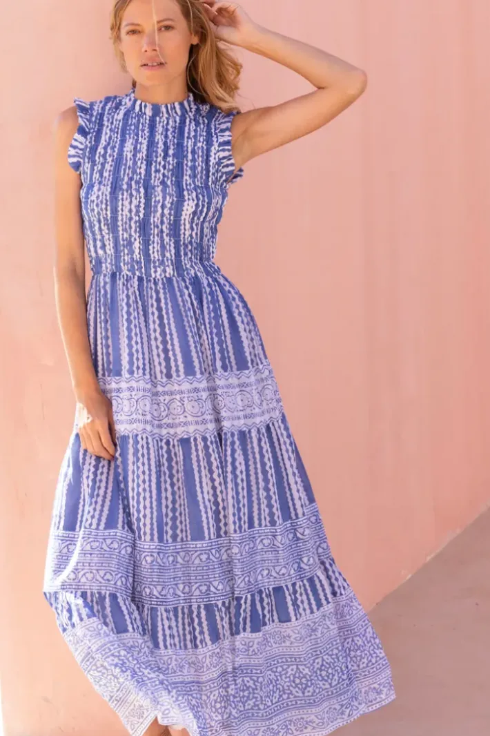 Clearance Sleeveless Smocked Maxi- Ziggy Blue Maxis|Dresses