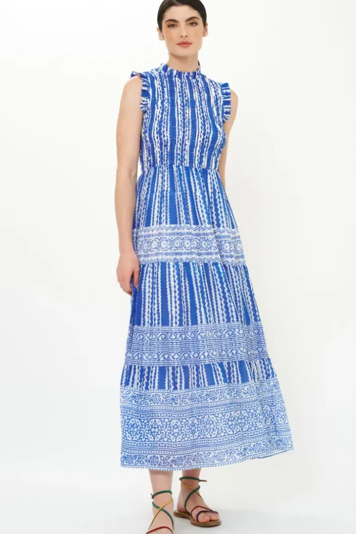 Clearance Sleeveless Smocked Maxi- Ziggy Blue Maxis|Dresses
