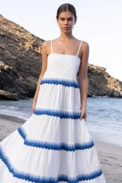 Clearance Smocked Back Maxi- Pacifica Blue Maxis|Dresses