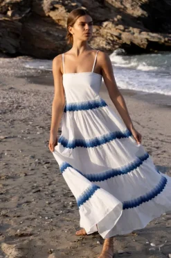 Clearance Smocked Back Maxi- Pacifica Blue Maxis|Dresses