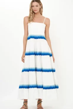 Clearance Smocked Back Maxi- Pacifica Blue Maxis|Dresses