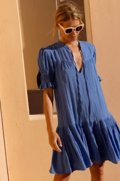 Sale Smocked Drop Mini- Bermuda Blue Short & Mini Dresses|Dresses