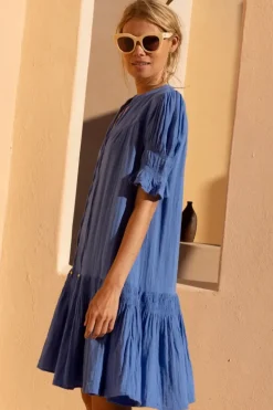 Sale Smocked Drop Mini- Bermuda Blue Short & Mini Dresses|Dresses