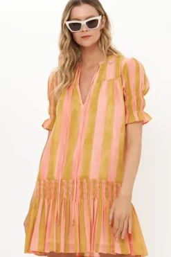 Outlet Smocked Drop Mini- Cabana Coral Short & Mini Dresses|Dresses