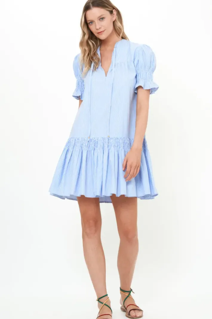 Online Smocked Drop Mini- Chatham Blue Short & Mini Dresses|Dresses