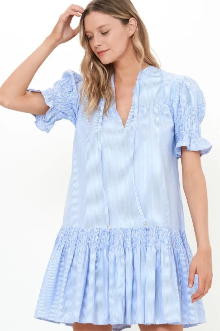 Online Smocked Drop Mini- Chatham Blue Short & Mini Dresses|Dresses