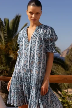 New Smocked Drop Mini- Goa Blue Short & Mini Dresses|Dresses