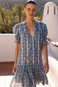 New Smocked Drop Mini- Goa Blue Short & Mini Dresses|Dresses