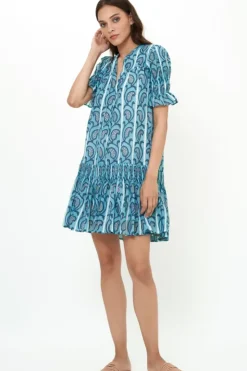 New Smocked Drop Mini- Goa Blue Short & Mini Dresses|Dresses