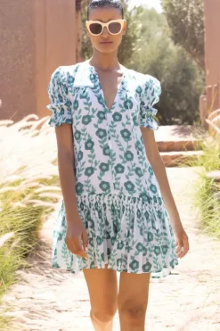 Hot Smocked Drop Mini- Toscana Green Short & Mini Dresses|Dresses