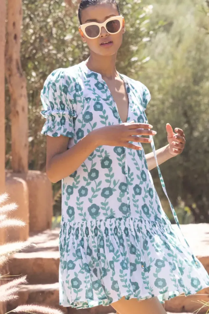 Hot Smocked Drop Mini- Toscana Green Short & Mini Dresses|Dresses