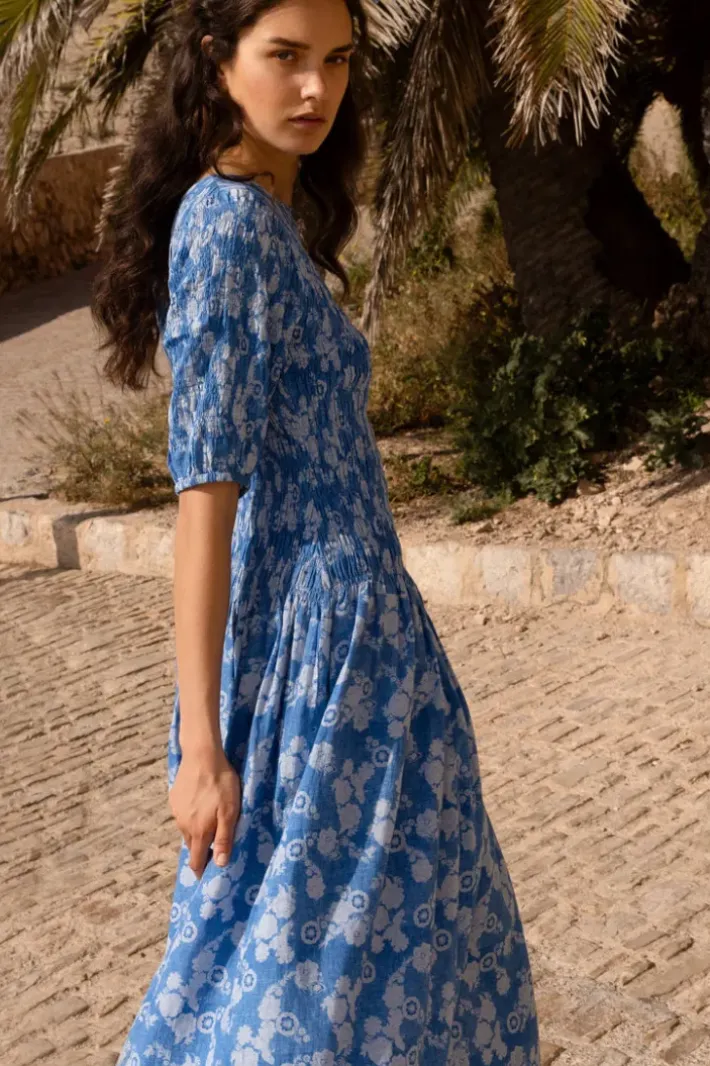 Sale Smocked Drop Waist Maxi- Pretoria Navy Maxis|Dresses