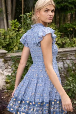 Smocked Flirty Short- Budapest Blue Short & Mini Dresses