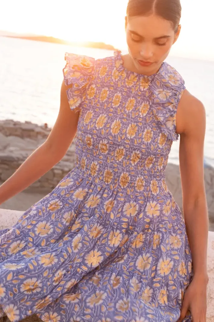 Outlet Smocked Flirty Short- Mughal Blue Short & Mini Dresses|Dresses