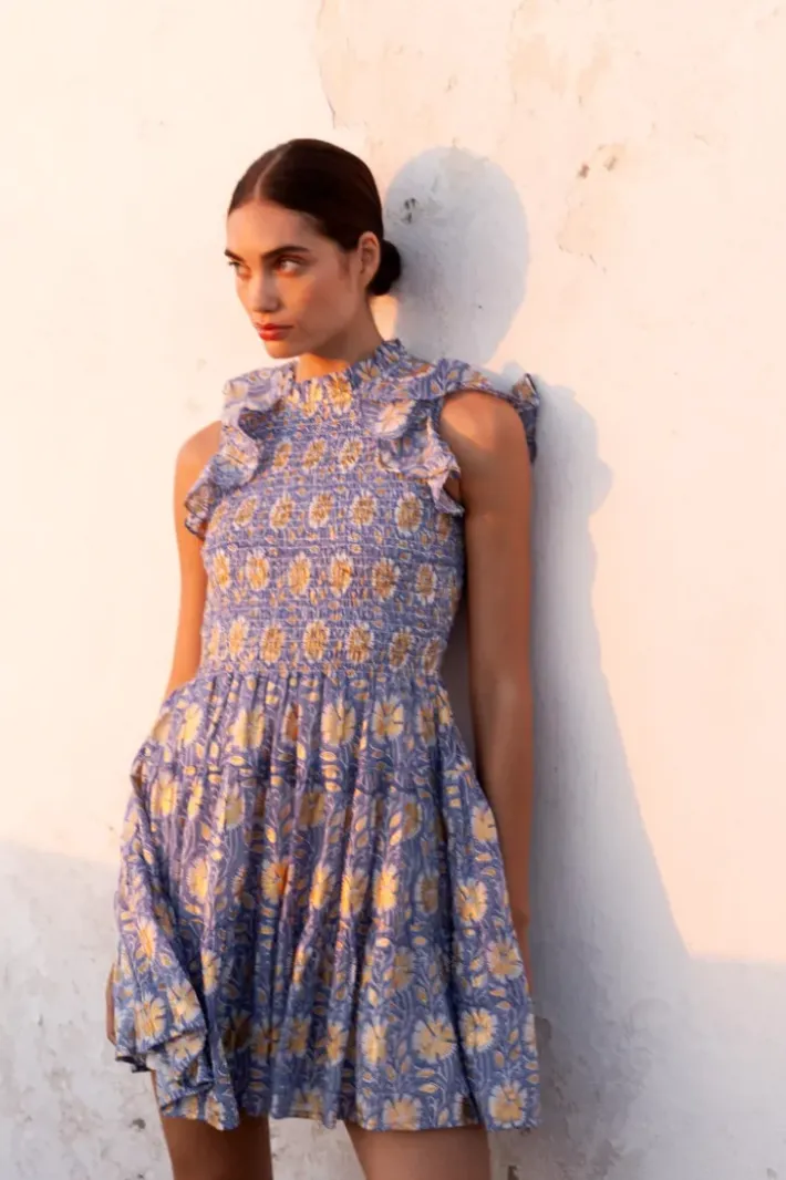 Outlet Smocked Flirty Short- Mughal Blue Short & Mini Dresses|Dresses