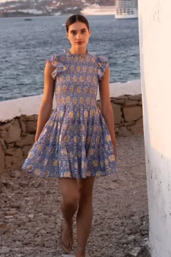 Outlet Smocked Flirty Short- Mughal Blue Short & Mini Dresses|Dresses